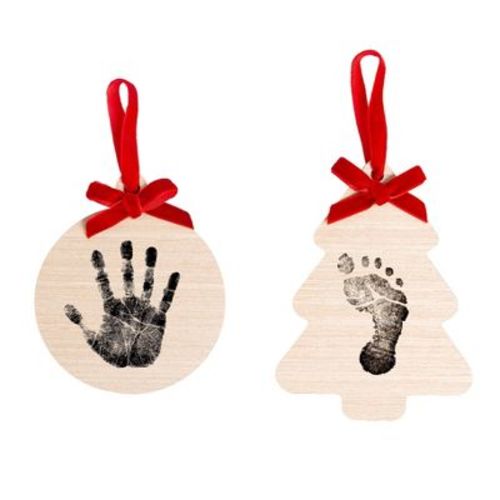 Pearhead 6.5"x7" Holiday Baby Footprint and Handprint Ornament Kit with Clean-Touch Ink Pad Red