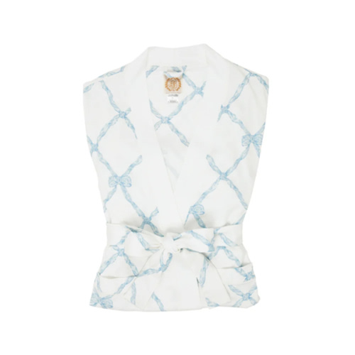 Ready or Not Robe (Women's) - Buckhead Blue Belle Meade Bow with Worth Avenue White