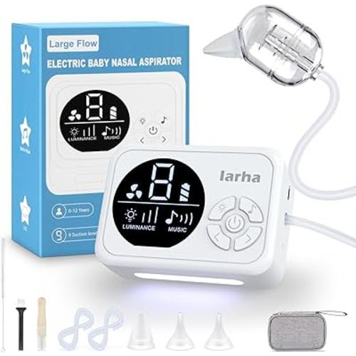 Nasal Aspirator for Baby, Electric Kids & Toddler Nose Sucker with Adjustable 9 Levels Suction, Rechargeable with Night Light and 10 Soothing Music