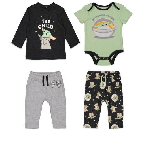 Star Wars The Child Infant Baby Boys Bodysuit T-Shirt and Pants 4 Piece Layette Set 24 Months