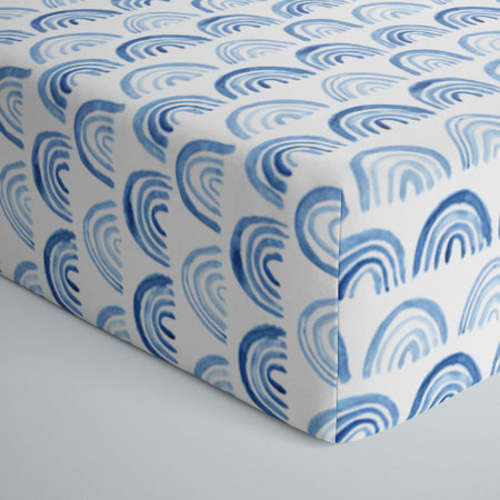 Blue Rainbows Fitted Crib Sheet