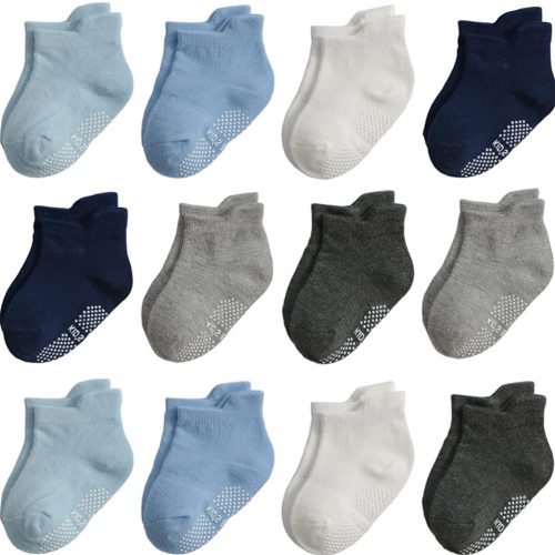Non Slip Grip Ankle Baby Socks 12 Pack for Toddler Boys and Girls Kids Socks,Infant Cute Cotton Baby Socks