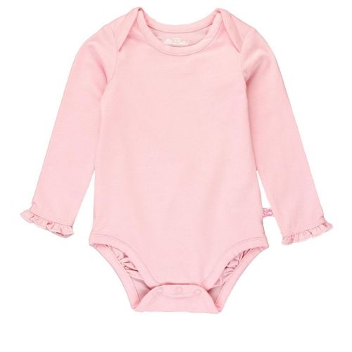 Rufflebutts Baby Girls Knit Long Sleeve Ruffle Layering Bodysuit - Pink, 3-6m