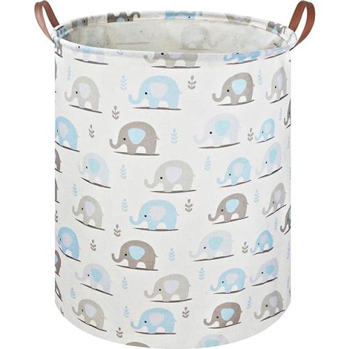 Kids Laundry Hamper,Elephant laundry Basket,Waterproof Storage Bin for Bedroom,Clothes Organizer Basket,Toys Bin,Room Decor(Blue Elephant)