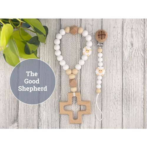 My First Prayer Rope & Orthodox Cross Paci-Clip in The Good Shepherd design! The BEST Orthodox gift at Pascha, Christmas and Baptisms!