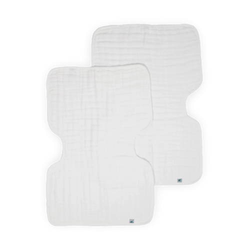Organic Cotton Muslin Burp Cloth 2 Pack - White + White | Little Unicorn