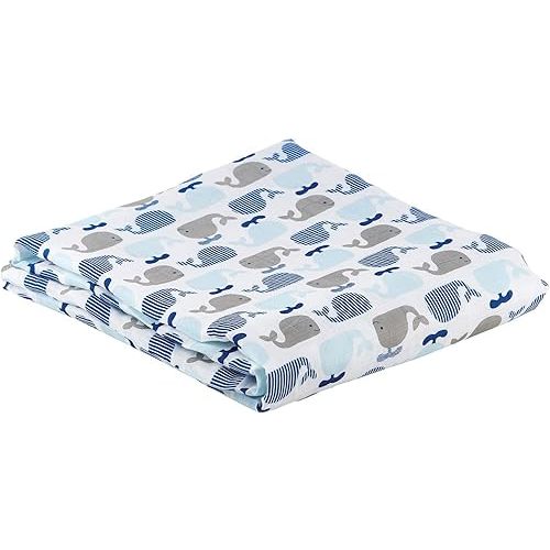 Stephan Baby Bamboo Cotton Swaddle Blanket - 45" x 45", Whales