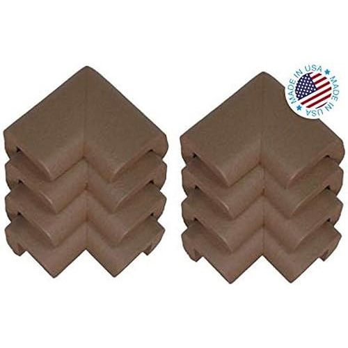KidKusion Furniture Corner Cushion | Made in USA | Brown | 8 Pack | Furniture and Corner Protector