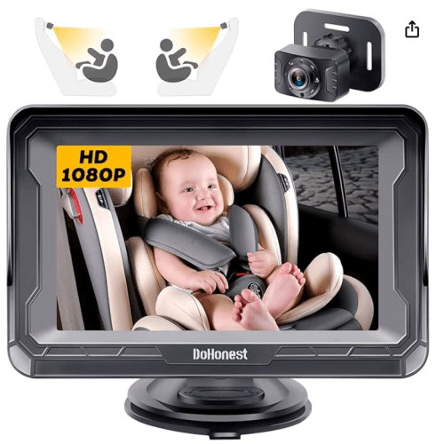 DoHonest Baby Car Camera HD 1080P - Rear-Facing Car Baby Monitor with Night Vision, Adjustable View Angle, Easy Setup, Anti-Glare Display, Safety for Kids & Infants