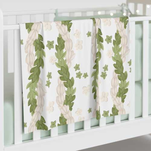 Pakalana Pikake Baby Swaddle: Green Floral Hawaii Gift