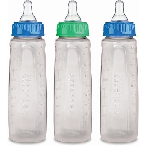 Gerber First Essential Clear View Plastic Nurser With Latex Nipple, BPA Free, Assorted Colors, 3 Pack