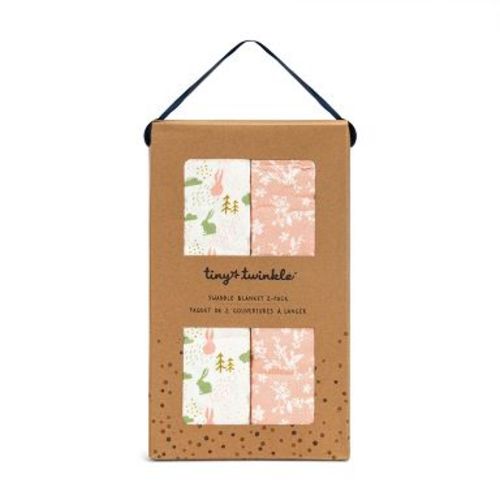 Tiny Twinkle Kaffle Swaddle Blanket 2-Pack, Soft and Silky Baby Blanket for Newborns (47" x 47", Farm, Floral)