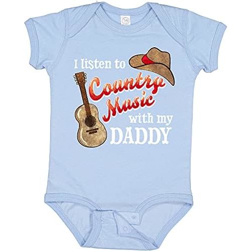 inktastic I Listen To Country Music with My Daddy Guitar and Hat Baby Bodysuit