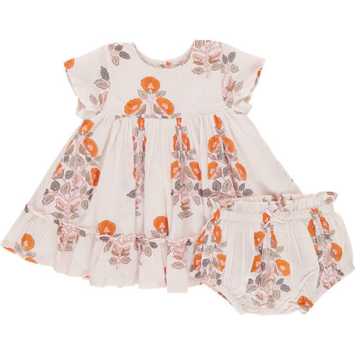 Baby Girls Niley Short Sleeve Tiered Dress Set, Cloud Bouquet Floral - Pink Chicken Dresses | Maisonette