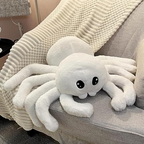 Halloween Spider Pillows, Cute White Spider Shaped Throw Pillow, 20 x 23 Inches Soft Fluffy Cushion for Room Decor