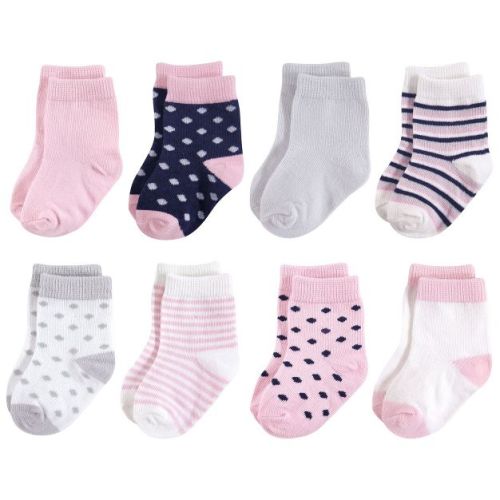 Touched by Nature Baby Girls Organic Cotton Socks, Navy Pink, 12-24 Months