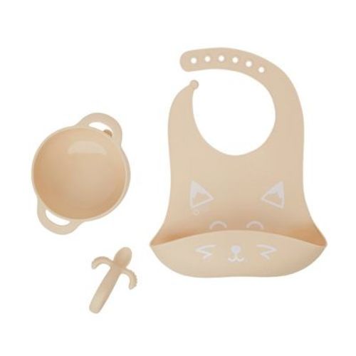 Babymoov First'Isy Baby Feeding Set, BPA Free Non Toxic Silicone Bowl, Spoon and Bib