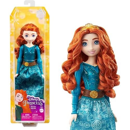 Mattel Disney Princess Toys, Merida Fashion Doll, Sparkling Look with Red Hair, Blue Eyes & Hair Accessory, Inspired by the Movie Brave