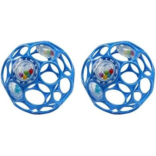 Bright Starts Oball Easy-Grasp Rattle BPA-Free Infant Toy in Blue, Age Newborn and up, 4 Inches (Pack of 2)