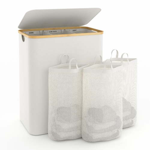 Bathola Hampers for Laundry Basket with Lid, 160L Extra Large 3 Section Clothes Divided Organizer for Bedroom, Laundry Room, Dirty Clothing Hamper
