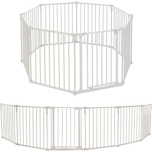 Toddleroo by North States - 3 In 1 Metal Superyard Baby Play Yard: 8 Panel Playpen, Gate, or Extra Wide Fence - Encloses Up to 19 Square Feet - 30 Inches Tall - Taupe