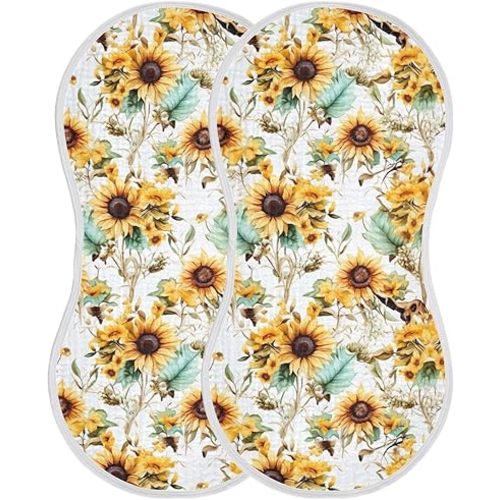 Sunflower Burp Cloths for Baby 2 Pack Baby Washcloths for Boys Girls 22"x11" 202a7824