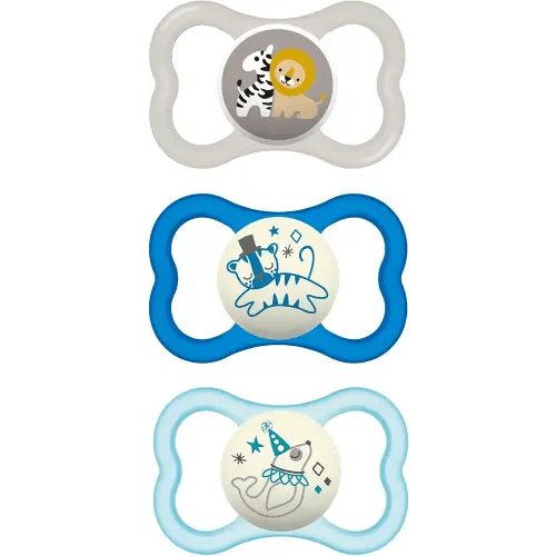 MAM Air Day & Night Baby Pacifier, for Sensitive Skin, Glows in The Dark, 3 Pack, 16+ Months, Boy