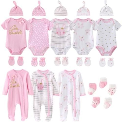 New Born Clothes Boy Girl Layette Set Cotton Snap Baby Clothing and Accessories 0-12 Months, 23-pack