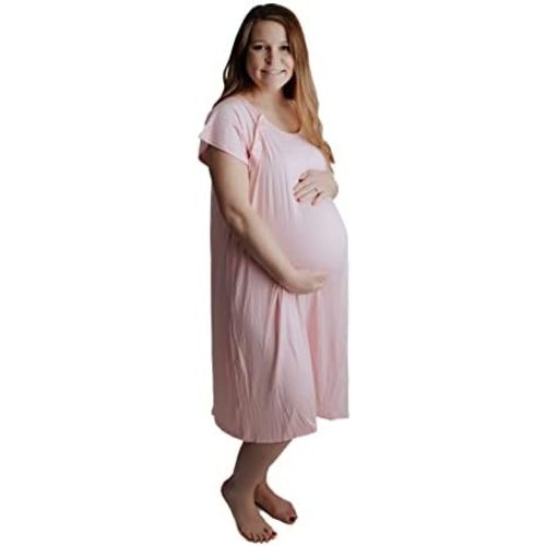 Three Little Tots Mommy Labor and Delivery Gown - Stretchy Soft Maternity and Nursing Nightgown