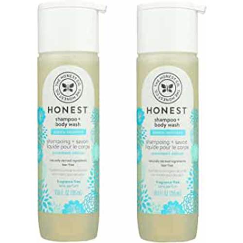 HONEST Purely Simple Fragrance-Free Shampoo + Body Wash | Tear-Free Baby Shampoo with Naturally Derived Ingredients | Sulfate- & Paraben-Free Baby Bath | 10 Fl Oz (Pack of 2)