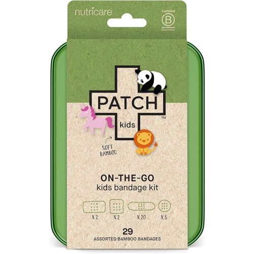 Patch Kids On-The-Go Natural Bamboo Adhesive Bandage Kit for Sensitive Skin