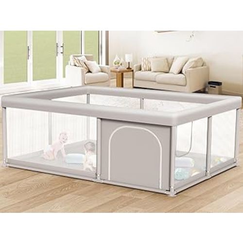 Large Baby Playpen 65x50 Inch, PlayPen for Babies and Toddlers, Sturdy Safety Play Yard for Indoor & Outdoor with Zipper Gate