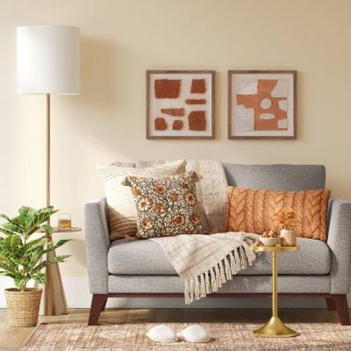 67.75"x17" Modern Floor Lamp With Table Brass - Threshold™: Etl Listed, Polyester Shade, Metal Body
