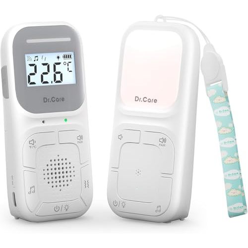 Dr.Care NeoGo Portable Baby Audio Monitor and Sound Machine | Baby Sleep Soother | Travel | Registry Gift with 1000ft Range, Two-Way Talk, VOX, Nightlight, 8 Lullabies, and Vibrating Sound Alert