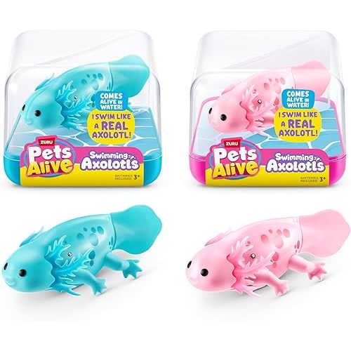 Pets Alive Robo Axolotl Swimming, Electronic Pet Toy (2 Pack) by ZURU