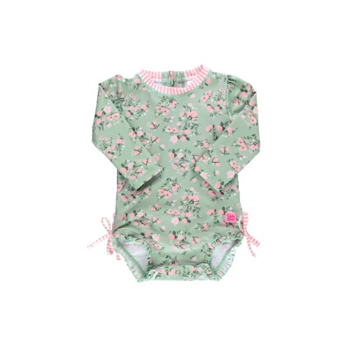 Baby Girls Long Sleeve UPF50+ One Piece Rash Guard, 3-6M