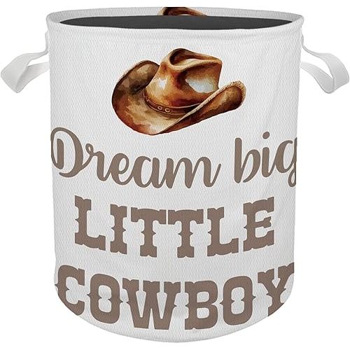 Western Cowboy Nursery Laundry Basket, Waterproof Collapsible Storage Bin Organizer for Bedroom, Bathroom, Baby Kids Room, Dorm - Clothes and Toys Hamper