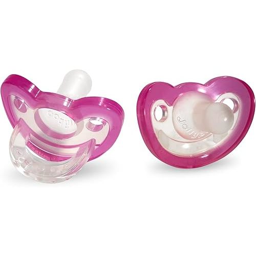 RaZbaby Jollypop Pacifier for Babies 3 Months and Up, USA Made, Natural Shaped Orthodontic Binky, Lovingly Shared in NICUs & Hospitals Worldwide, Medical-Grade 100% BPA-Free - 2 Pack - Pink