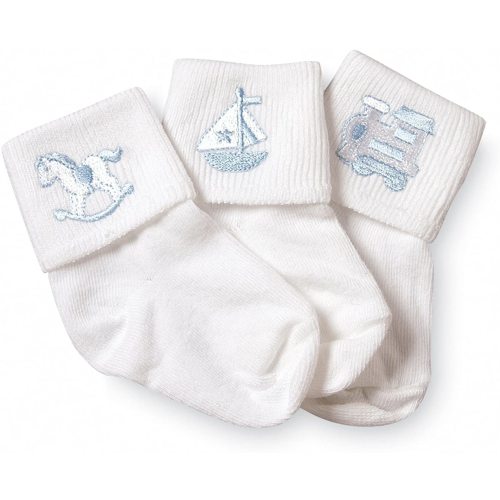 Jefferies Socks Baby Boy Collection Appliques, 3 Pack, White