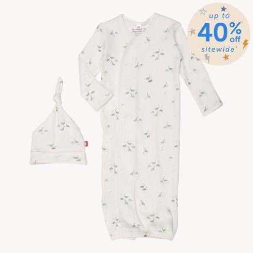 tiny diny organic cotton magnetic cozy sleeper gown + hat set – Magnetic Me