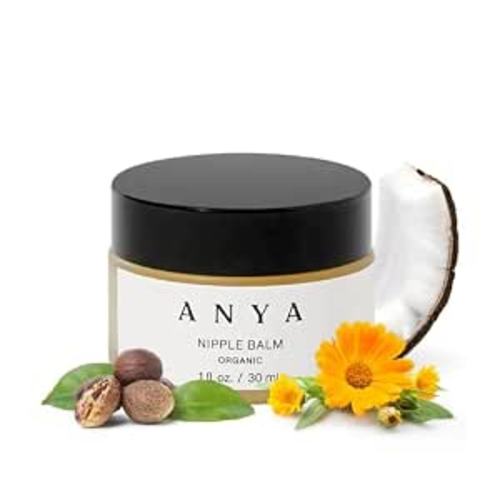 ANYA Organic Nipple Balm for Breastfeeding - 100% Vegan, Organic, Lanolin-Free. Nipple Cream to soothe itchy, chapped nipples and keeps skin hydrated. Postpartum essentials Gifts Baby Shower Gifts