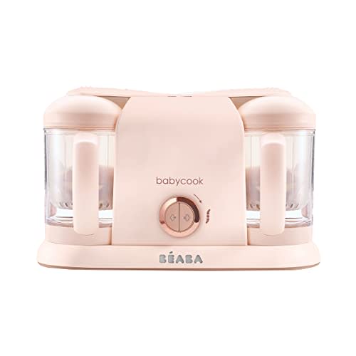 BEABA Babycook Duo 4 in 1 Baby Food Maker, Baby Food Processor, Baby Food Blender Baby Food Steamer, Make Fresh Homemade Baby Food at Home, 9.1 Cup Capacity, Rose Gold
