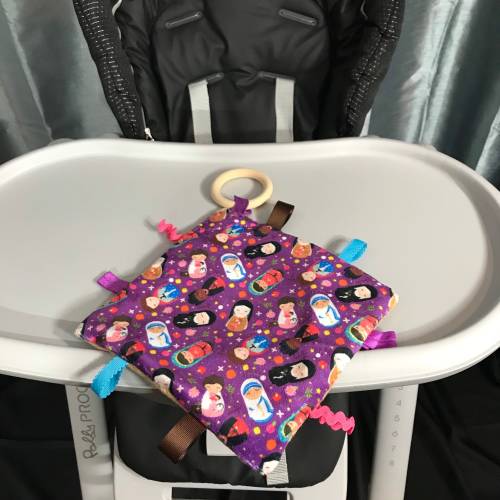 Female Saints Minky Crinkle Toy, Sensory Toy, Baby Lovey, First Soft Toy, Baby Gift