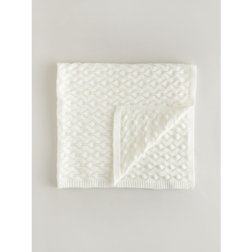 White Pointelle Stitch Knitted Blanket