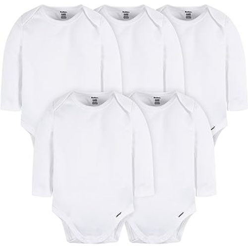 Gerber Unisex Baby Long Sleeve Solid Onesies Multi-Pack Interlock 180 Gsm
