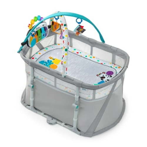 Baby Einstein Kick & Snooze 3-in-1 Foldable Playard with Bassinet, Gym, and Bedside Sleeper, 0+ Months