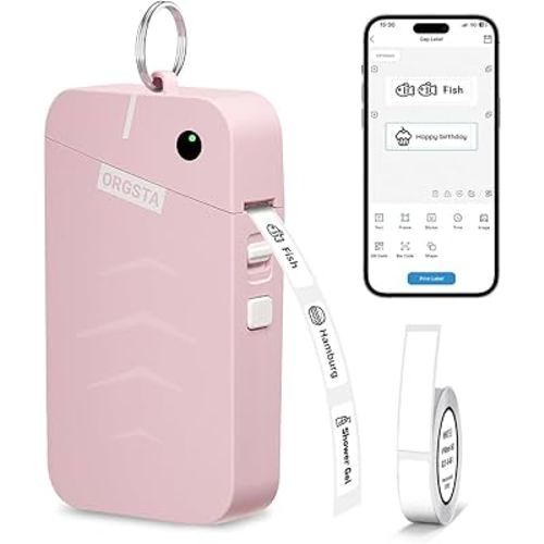 Amazon.com : ORGSTA S001 Label Maker Machine with Tape, Portable Bluetooth Label Maker for Home and Office Organization, Thermal Label Printer Mini Label Maker with Multiple Templates, Pink : Office Products