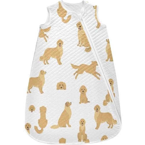 vvfelixl Golden Retriever Dogs Adult Goldies and Puppy Set Baby Wearable Blanket,Swaddle Transition Sleeping Bag for Infant,Sleep Sack for Newborn Baby,Sleep Suit for Toddler 6-12M