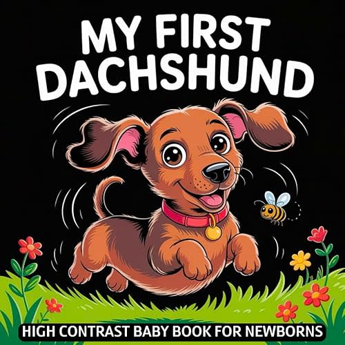 My first Dachshund High Contrast Baby Book for Newborns 0-12 Months: Simple Black and White Wiener Dog Themed Pictures To Develop Baby's Eyesight | Visual Stimulation Gift for Infants Paperback – October 25, 2025