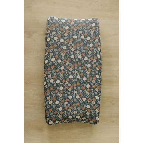 Mebie Baby Changing Pad, Midnight Floral, 100% Muslin Cotton Changing Table Pad Cover for Baby Boy and Girl, Designer Nursery Decor Covers, Diaper Changing Pad Cover for Changing Station